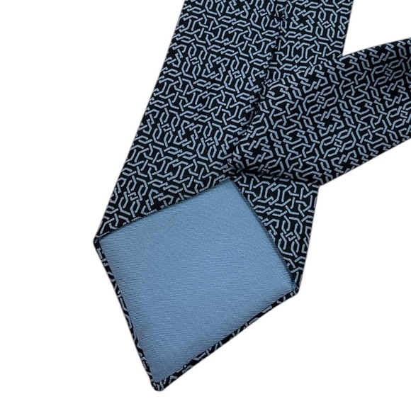HERMÈS RARE VINTAGE 139 SA Black/Blue Geometric Silk LUXURY Tie FRANCE - Picture 5 of 5